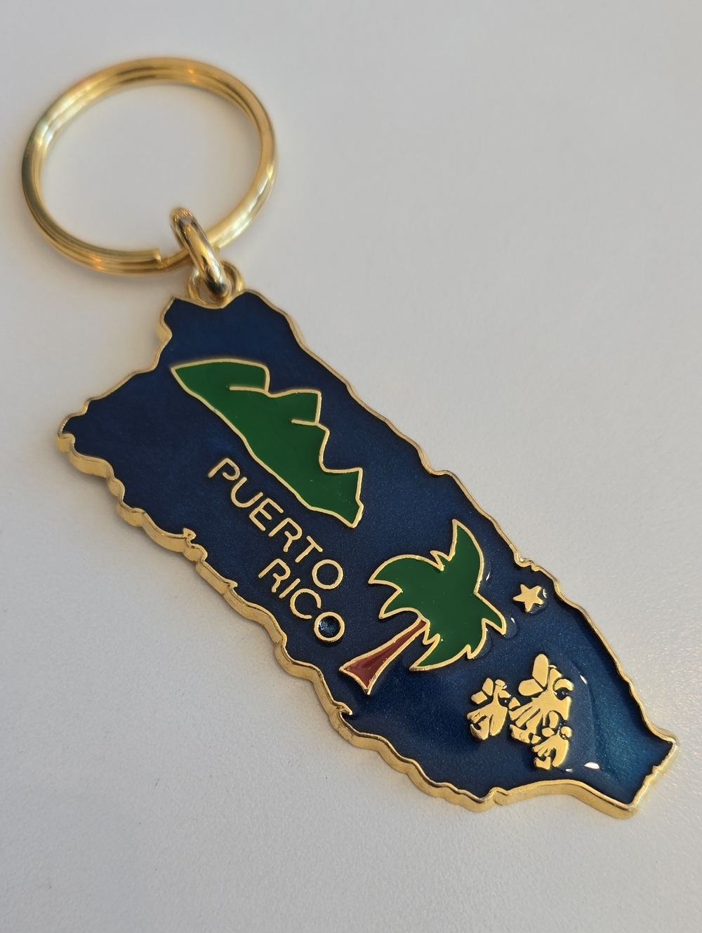 Puerto Rico Blue & Green Island Keychain